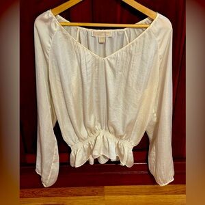 MICHAEL KORS long sleeve, ruched silky blouse!